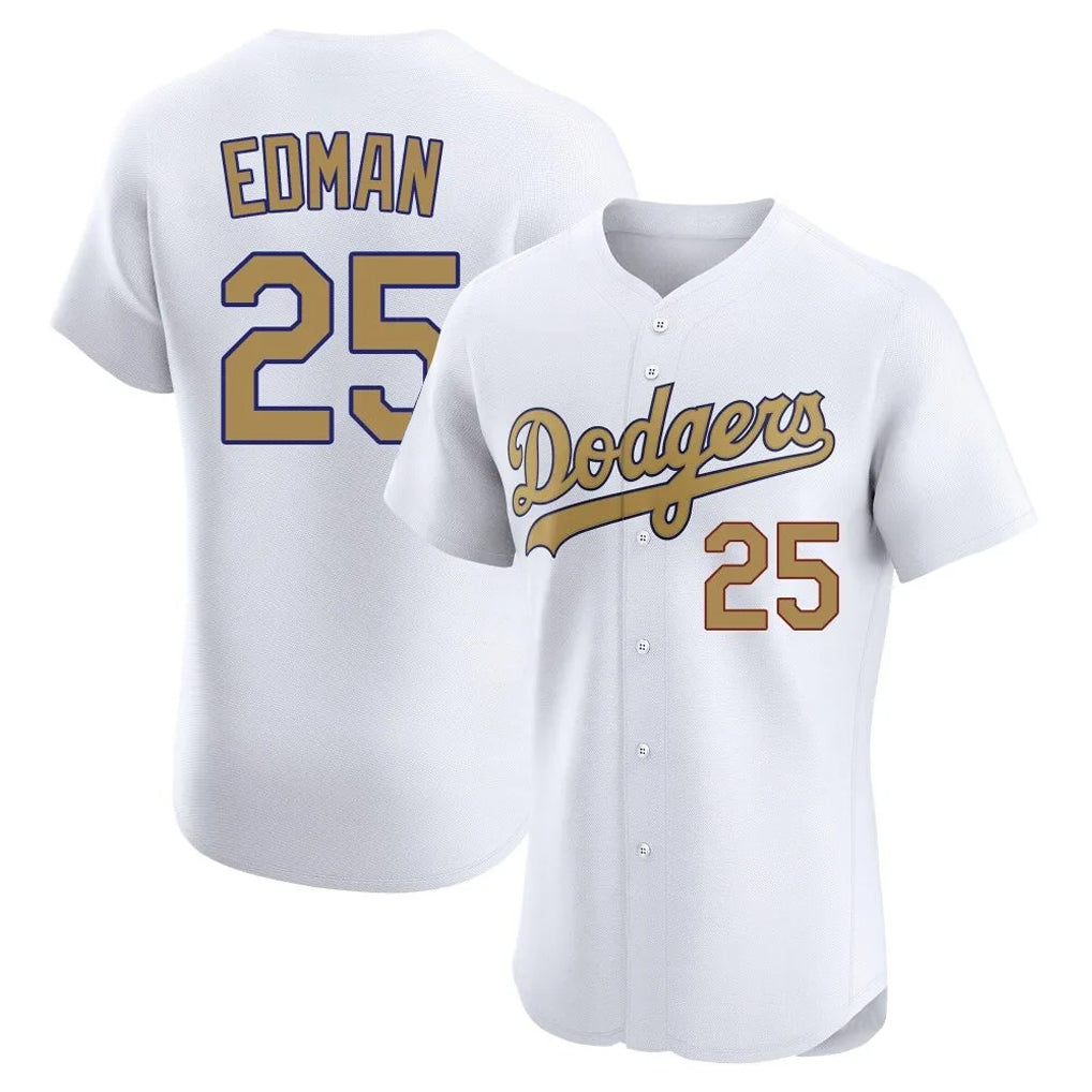 Keante LA.Dodgers #25 Tommy Edman Player Gold Limited Elite Home Stitched Jerseys
