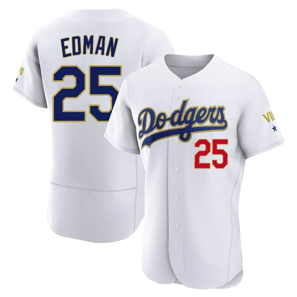 Keante LA.Dodgers #25 Tommy Edman Player Gold White 2026 Collection Stadium Limited Elite Stitched Jerseys