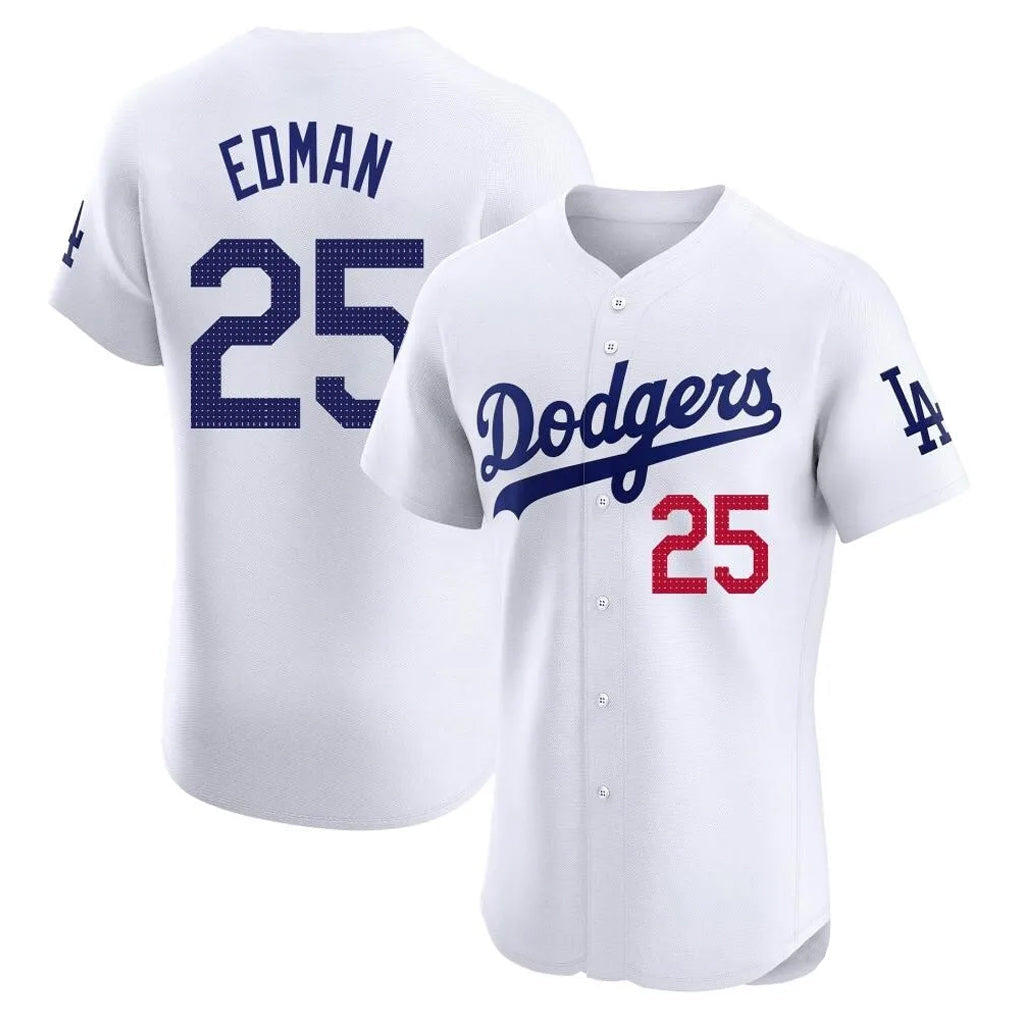 Keante LA.Dodgers #25 Tommy Edman Player Gold White Limited Elite Home Stitched Jerseys