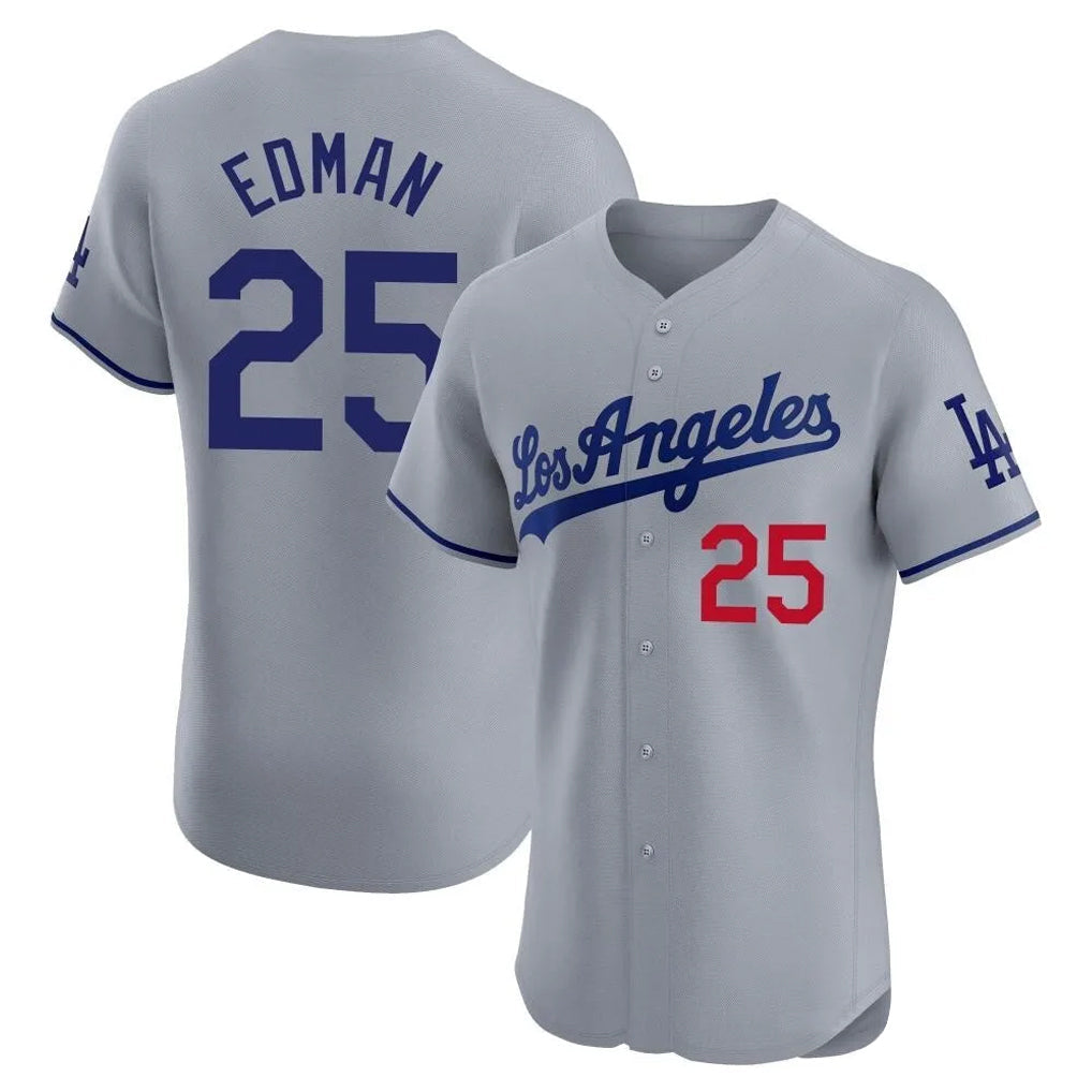Keante LA.Dodgers #25 Tommy Edman Player Gray Limited Elite Home Stitched Jerseys