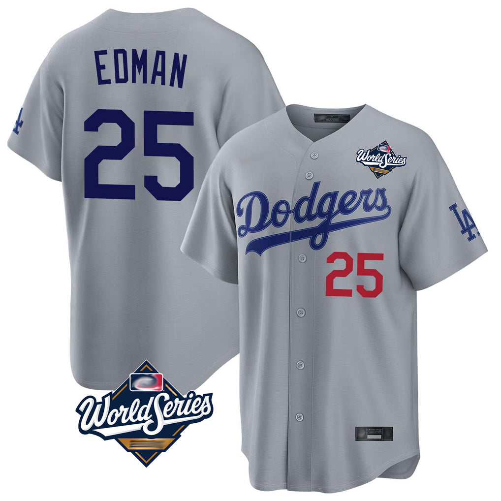 Keante LA.Dodgers #25 Tommy Edman Player Gray World Series Game Home Stitched Jerseys