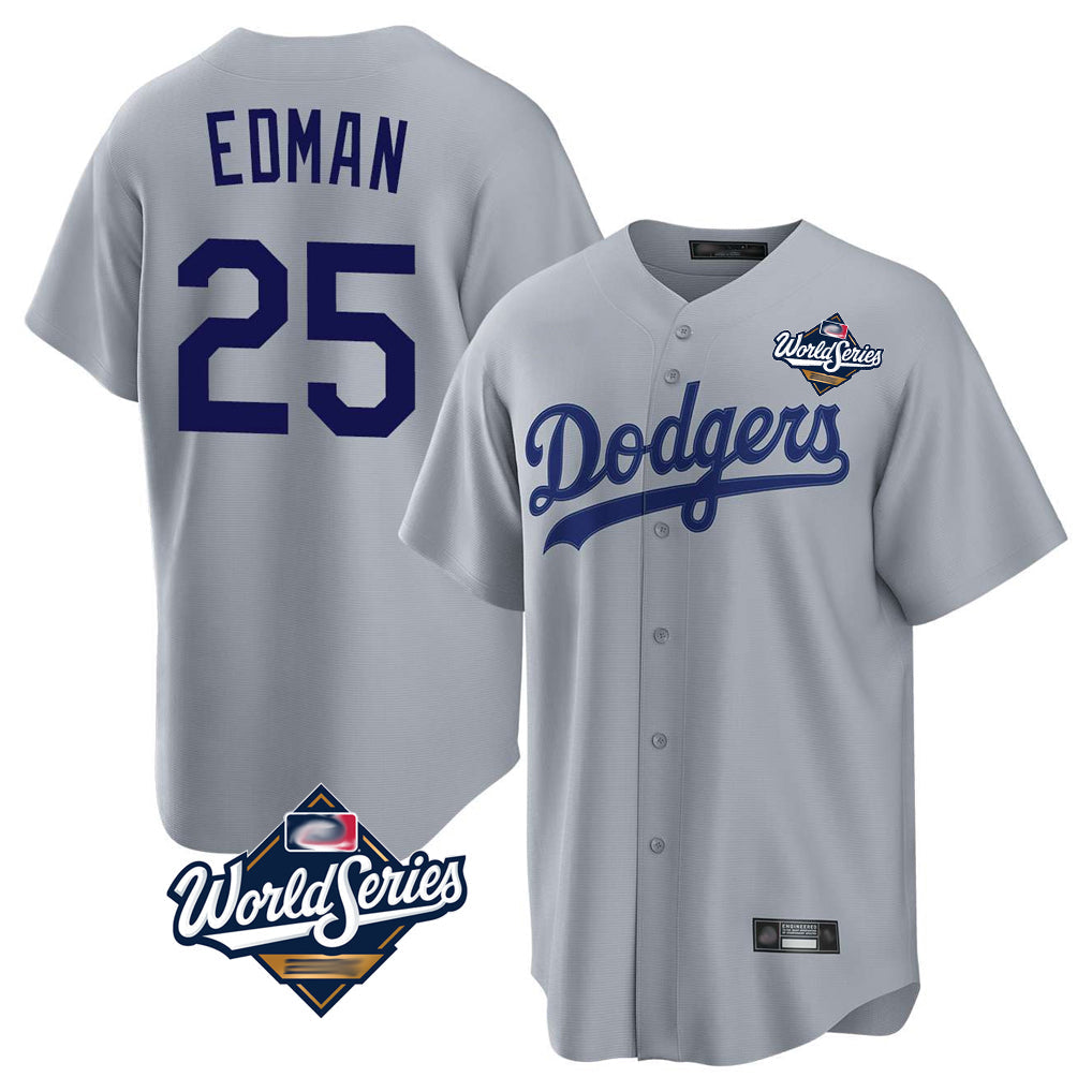 Keante LA.Dodgers #25 Tommy Edman Player Gray World Series Game Stitched Jerseys