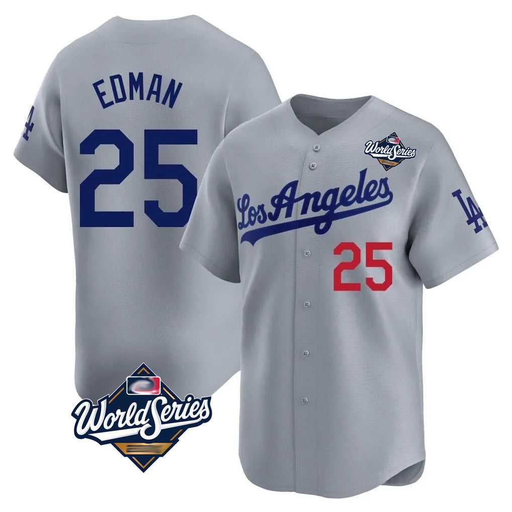 Keante LA.Dodgers #25 Tommy Edman Player Gray World Series Limited Home Stitched Jerseys