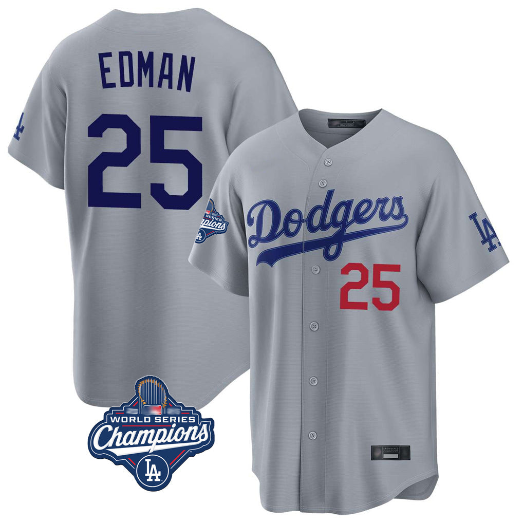 Keante LA.Dodgers #25 Tommy Edman Player Gray World Series Meet Game Home Stitched Jerseys