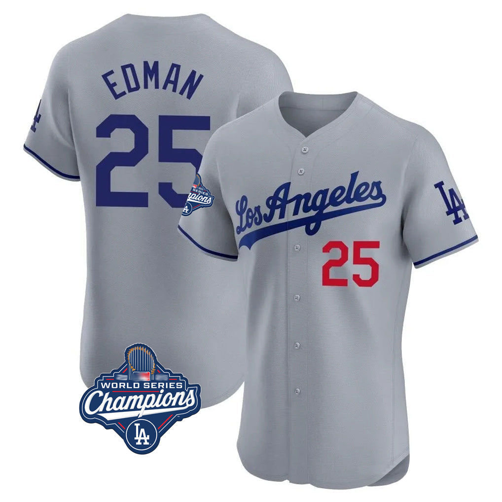 Keante LA.Dodgers #25 Tommy Edman Player Gray World Series Meet Limited Elite Home Stitched Jerseys