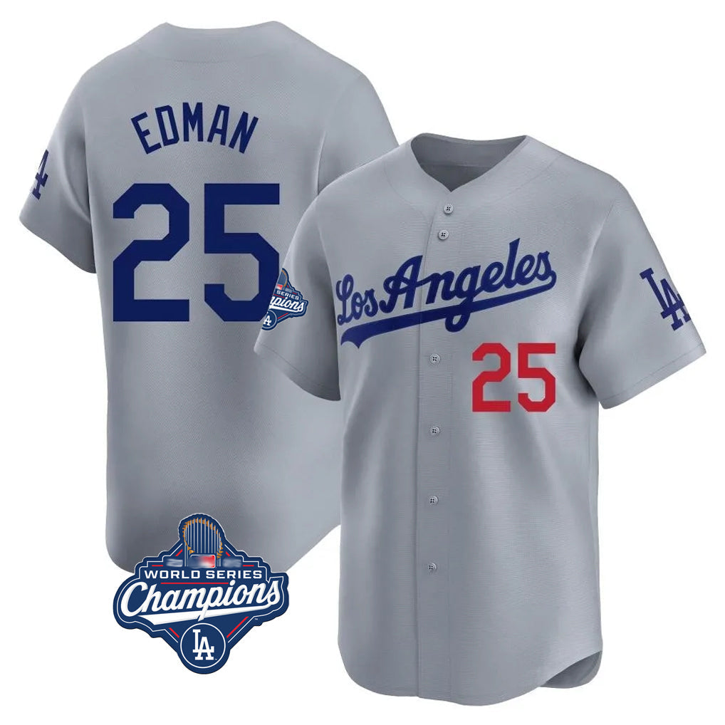 Keante LA.Dodgers #25 Tommy Edman Player Gray World Series Meet Limited Home Stitched Jerseys