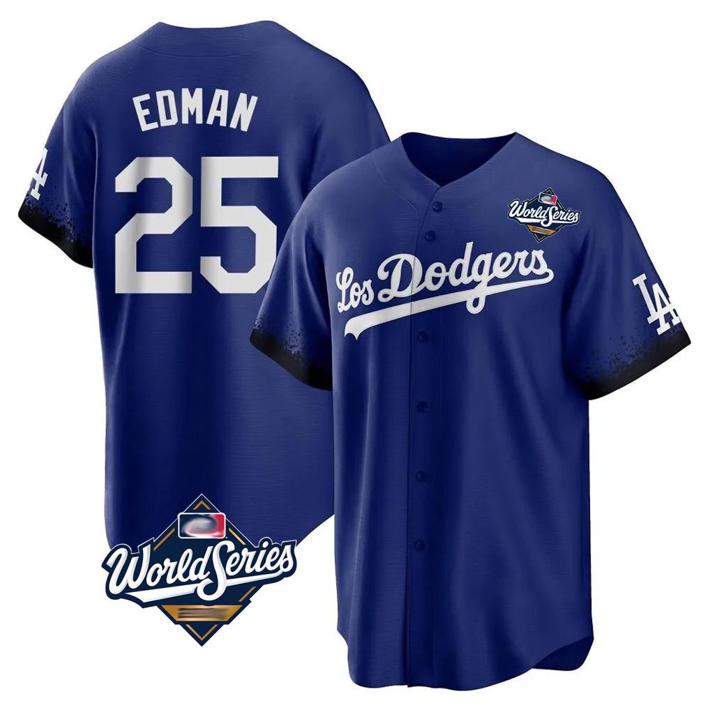 Keante LA.Dodgers #25 Tommy Edman Player Royal World Series City Connect Home Game Stitched Jerseys