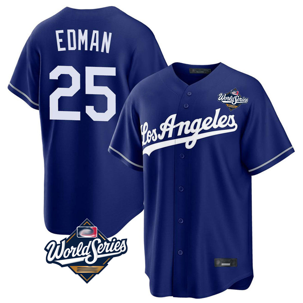Keante LA.Dodgers #25 Tommy Edman Player Royal World Series Game Stitched Jerseys