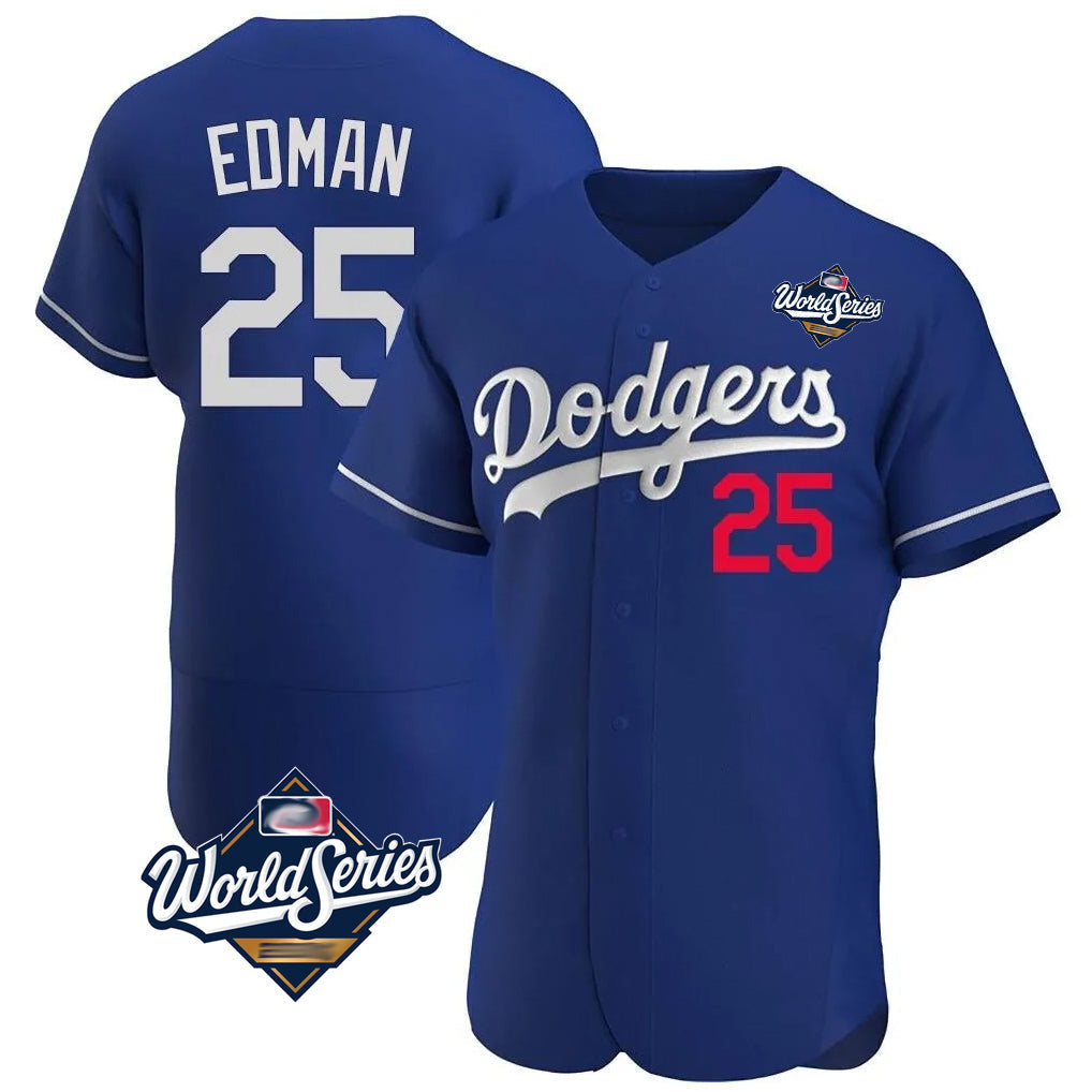 Keante LA.Dodgers #25 Tommy Edman Player Royal World Series Limited Elite Home Stitched Jerseys