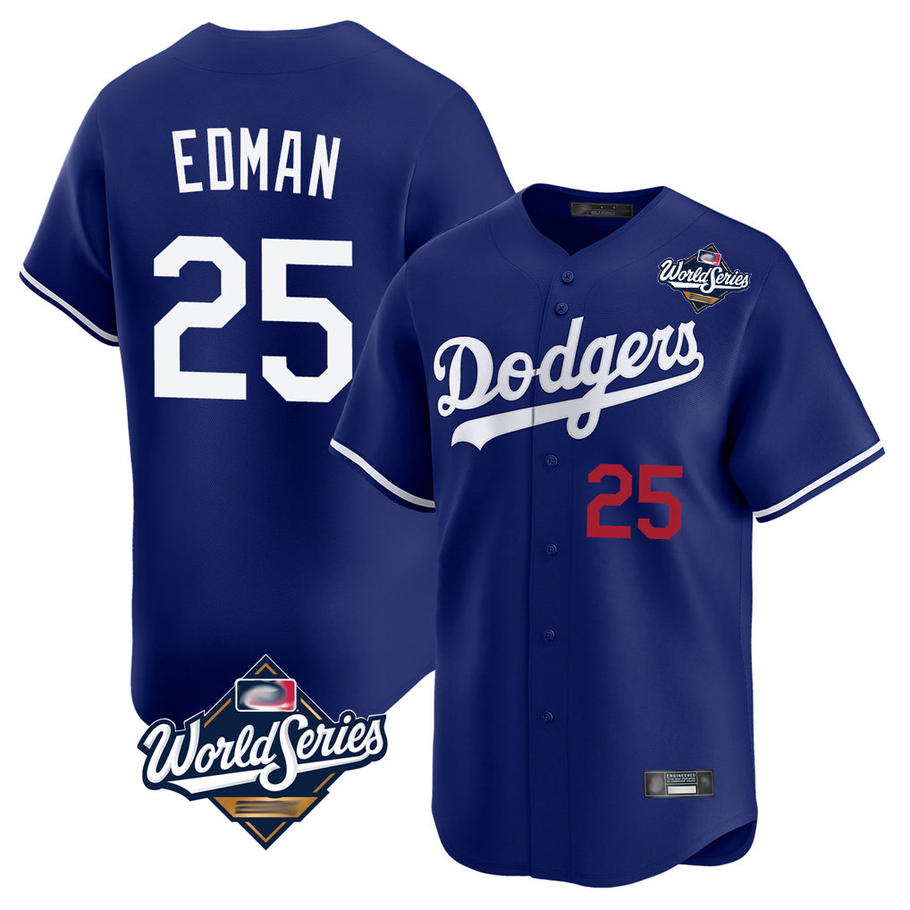 Keante LA.Dodgers #25 Tommy Edman Player Royal World Series Limited Home Stitched Jerseys