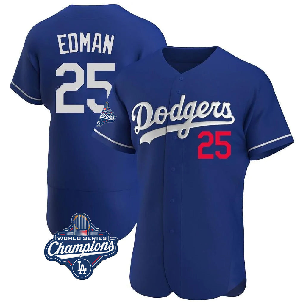 Keante LA.Dodgers #25 Tommy Edman Player Royal World Series Meet Limited Elite Home Stitched Jerseys