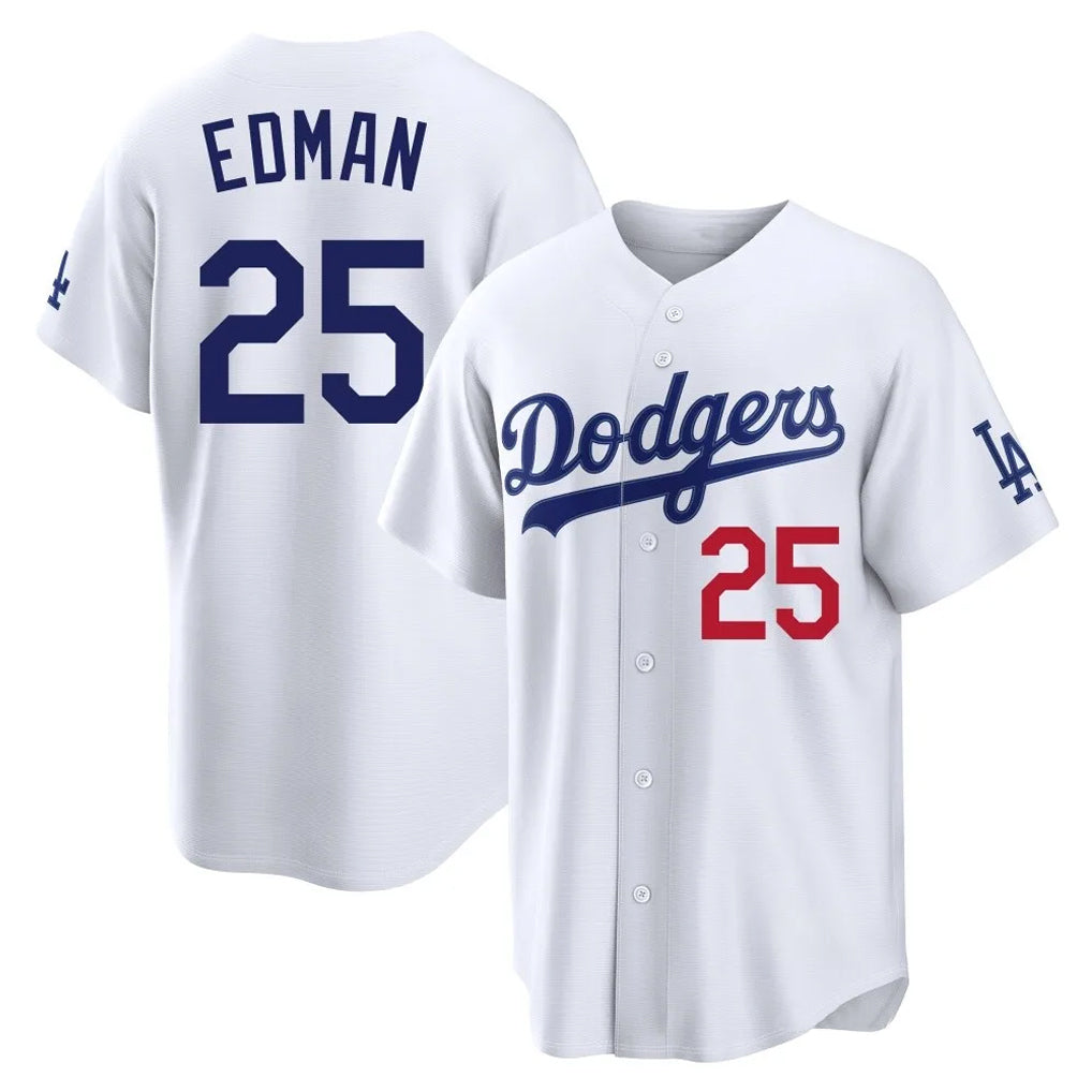Keante LA.Dodgers #25 Tommy Edman Player White Home Game Stitched Jerseys