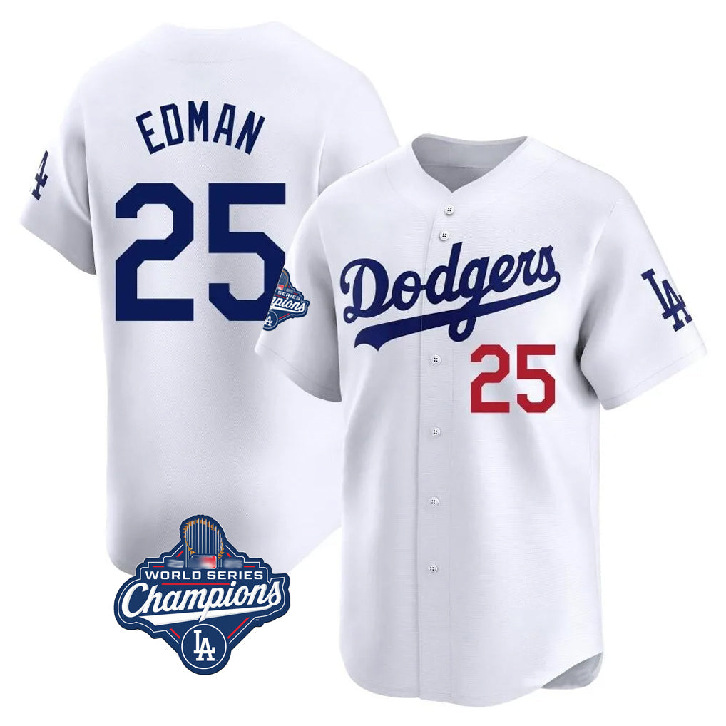 Keante LA.Dodgers #25 Tommy Edman Player White World Series Meet Limited Home Stitched Jerseys