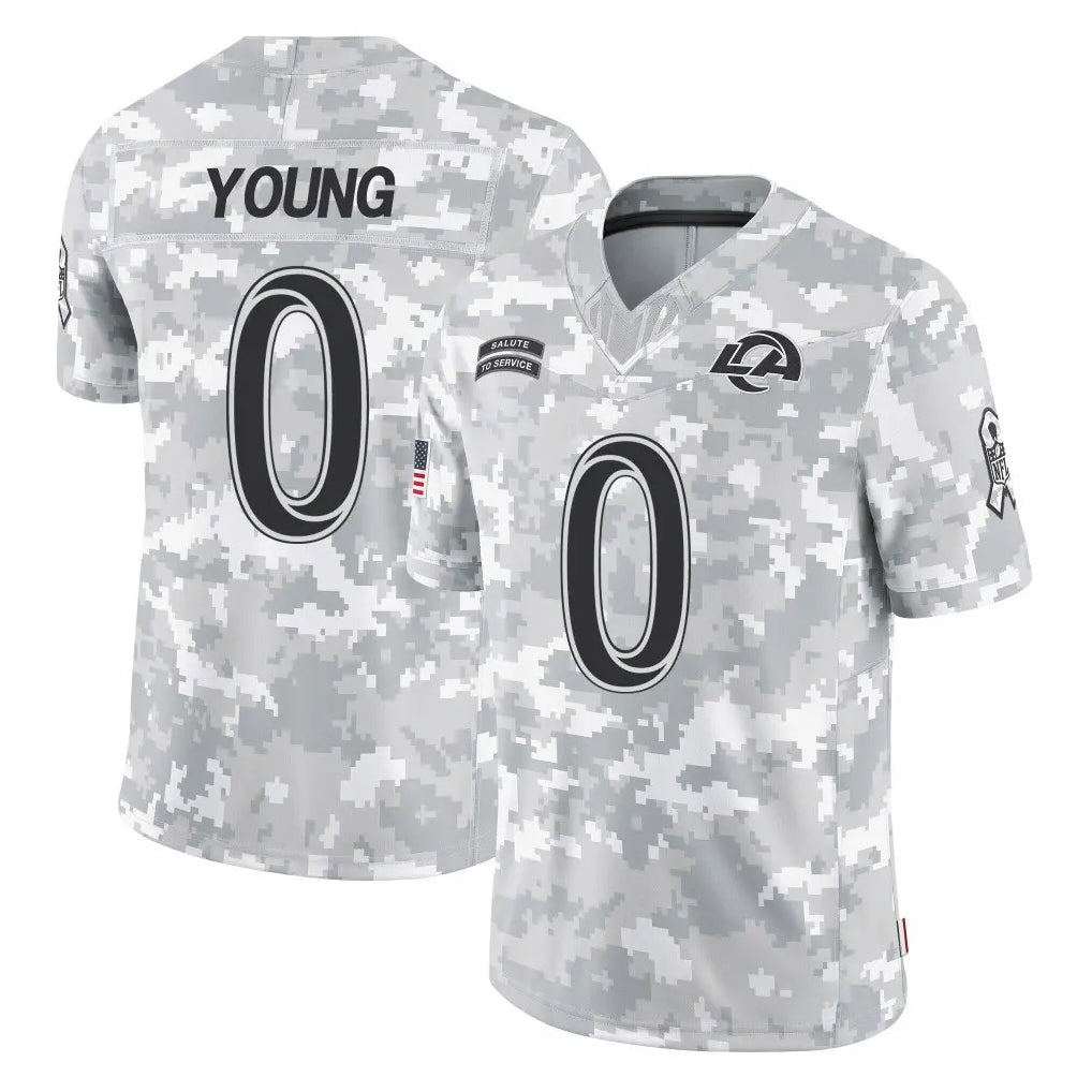 Keante LA.Rams #0 Byron Young Player Arctic Camo Salute To Service Limited Game Stitched Jerseys