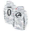 Keante LA.Rams #0 Byron Young Player Arctic Camo Salute to Service Hoodies Limited Game Stitched Jerseys