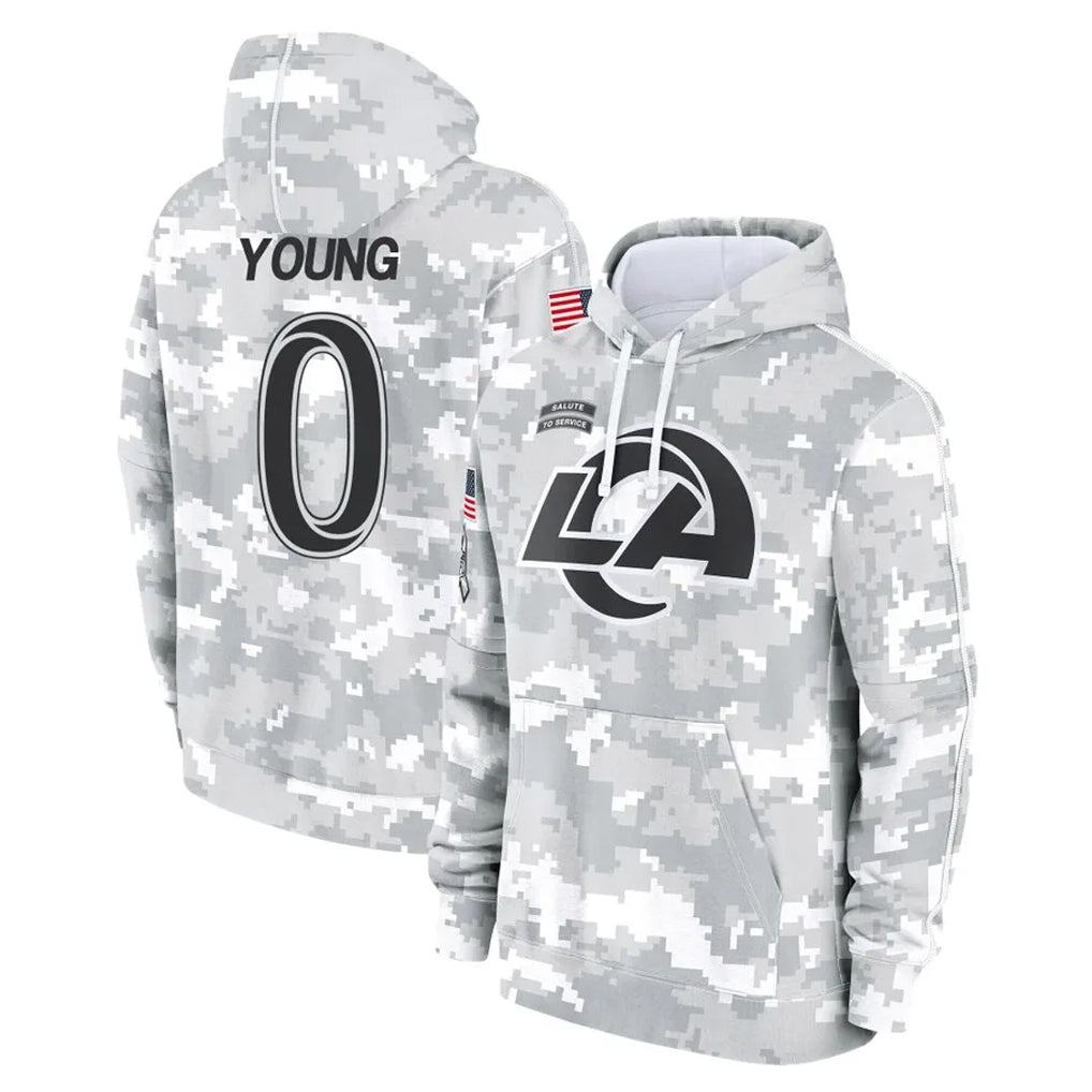 Keante LA.Rams #0 Byron Young Player Arctic Camo Salute to Service Hoodies Limited Game Stitched Jerseys