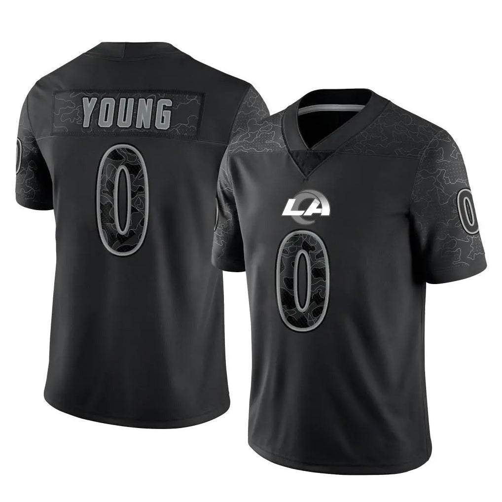 Keante LA.Rams #0 Byron Young Player Black Limited Reflective Home Game Stitched Jerseys
