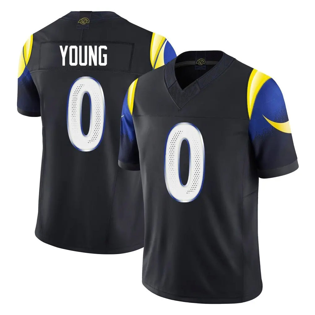 Keante LA.Rams #0 Byron Young Player Black Midnight Rivalries Collection Limited Home Game Stitched Jerseys