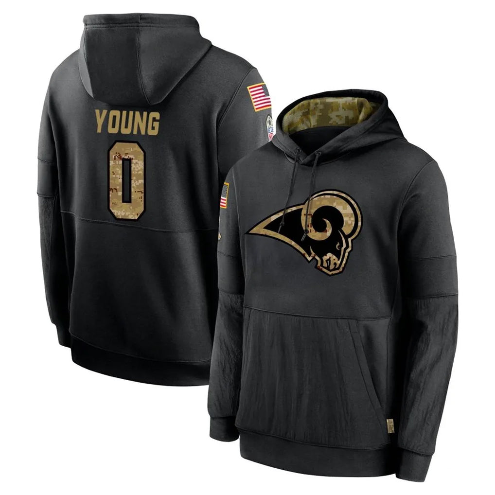Keante LA.Rams #0 Byron Young Player Black Salute to Service Hoodies Limited Game Stitched Jerseys