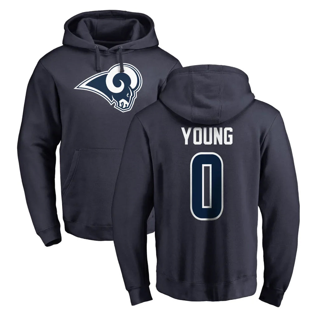 Keante LA.Rams #0 Byron Young Player Navy Pullover Hoodie Limited Game Stitched Jerseys