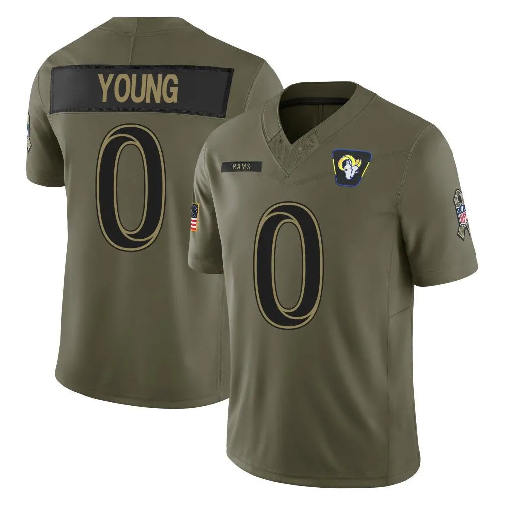 Keante LA.Rams #0 Byron Young Player Olive 2025 Salute To Service Limited Game Stitched Jerseys
