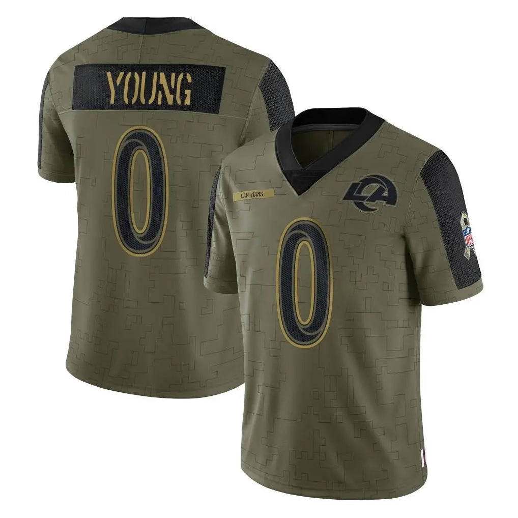 Keante LA.Rams #0 Byron Young Player Olive Salute To Service Limited Game Stitched Jerseys