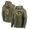 Keante LA.Rams #0 Byron Young Player Olive Salute to Service Pullover Hoodies Home Game Stitched Jerseys