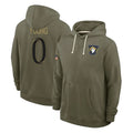 Keante LA.Rams #0 Byron Young Player Olive Salute to Service Pullover Hoodies Limited Stitched Jerseys