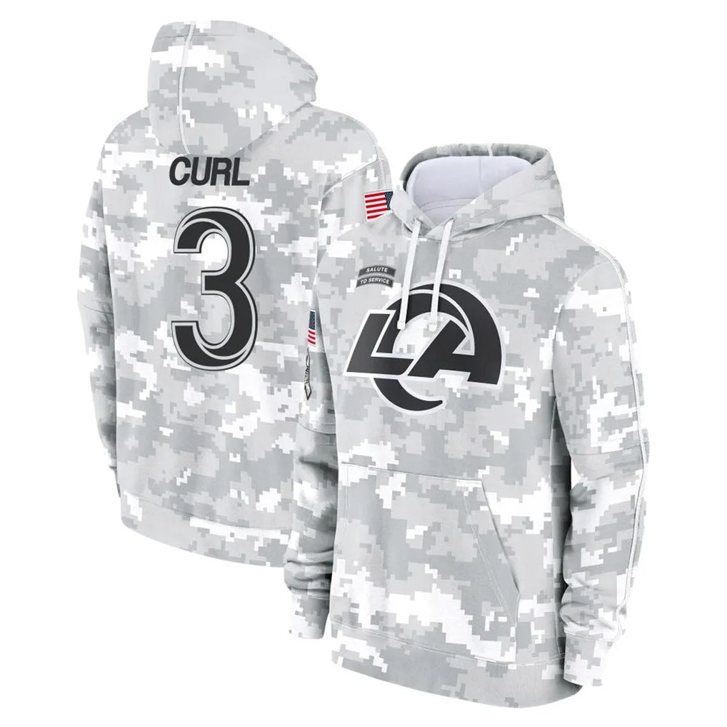 Keante LA.Rams #3 Kam Curl Player Arctic Camo Salute to Service Hoodies Limited Game Stitched Jerseys