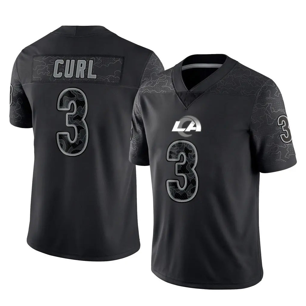 Keante LA.Rams #3 Kam Curl Player Black Limited Reflective Home Game Stitched Jerseys
