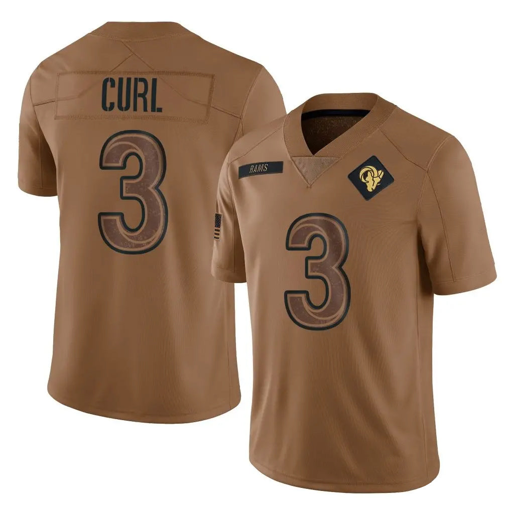 Keante LA.Rams #3 Kam Curl Player Brown Salute To Service Limited Stitched Jerseys