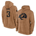Keante LA.Rams #3 Kam Curl Player Brown Salute to Service Hoodies Limited Game Stitched Jerseys