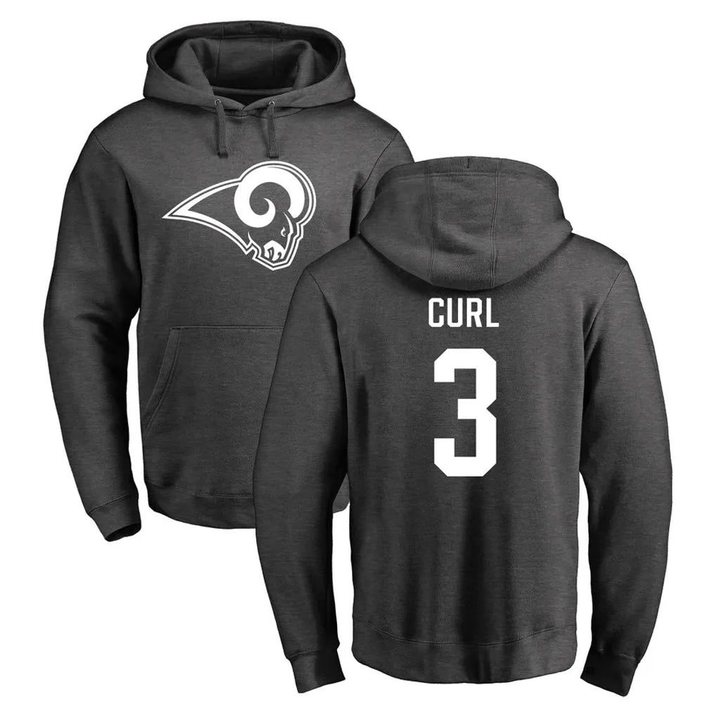 Keante LA.Rams #3 Kam Curl Player Gray Pullover Hoodie Limited Game Stitched Jerseys