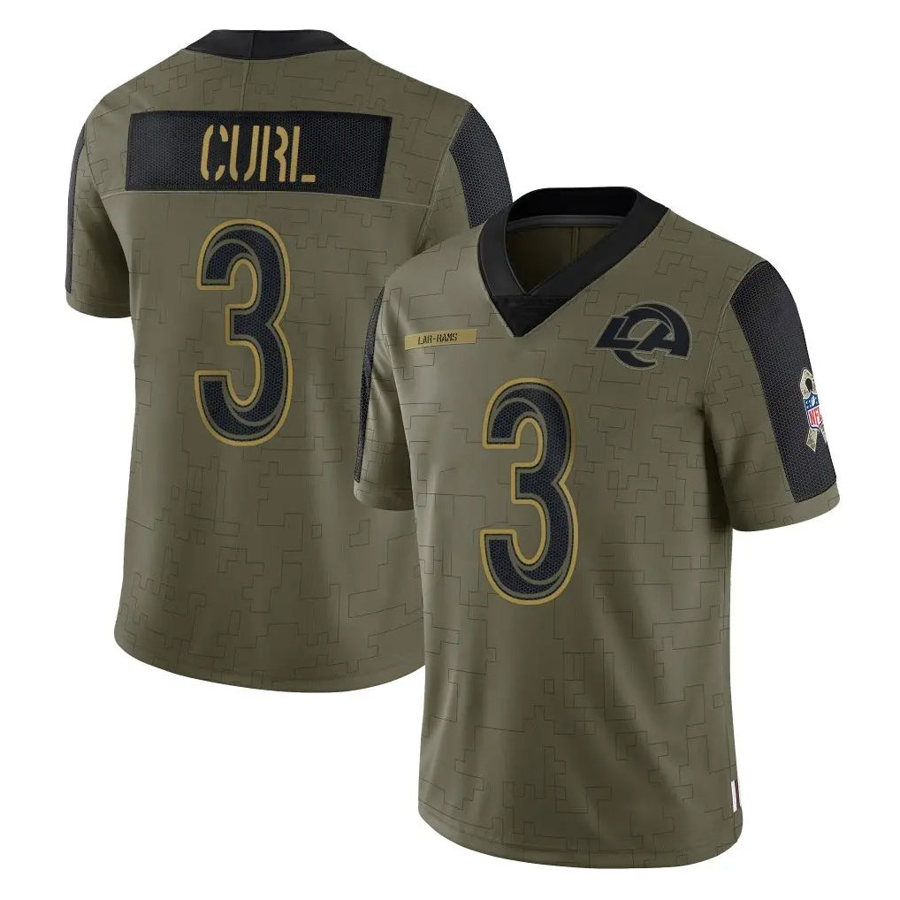 Keante LA.Rams #3 Kam Curl Player Olive Salute To Service Limited Game Stitched Jerseys