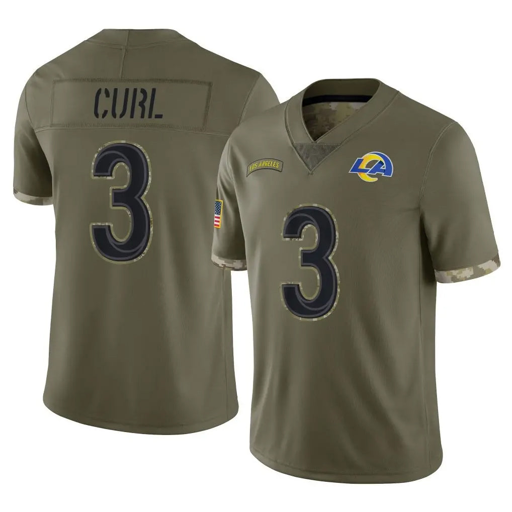 Keante LA.Rams #3 Kam Curl Player Olive Salute To Service Limited Stitched Jerseys
