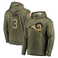 Keante LA.Rams #3 Kam Curl Player Olive Salute to Service Pullover Hoodies Home Game Stitched Jerseys