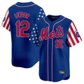 Keante NY.Mets #12 Francisco Lindor Player Royal 2025 Independence Day Vapor Premier Limited  Stitched Jerseys