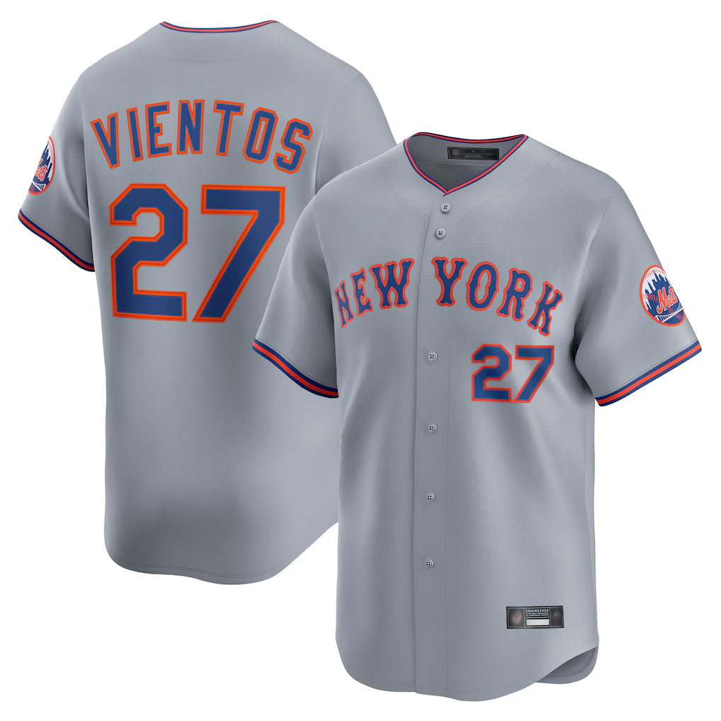 Keante NY.Mets #27 Mark Vientos Player Gray Road Limited Home Stitched Jerseys