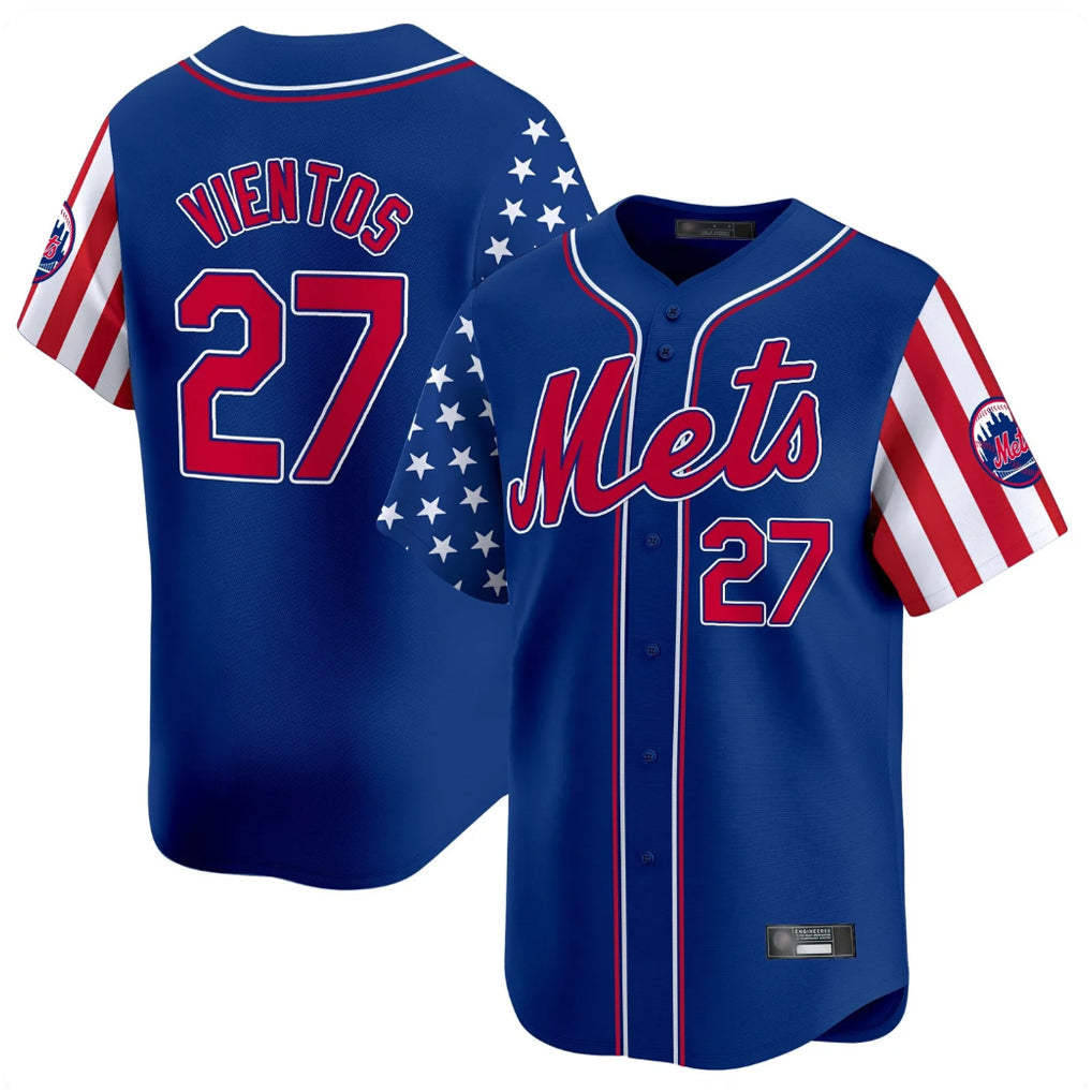 Keante NY.Mets #27 Mark Vientos Player Royal 2025 Independence Day Vapor Premier Limited  Stitched Jerseys