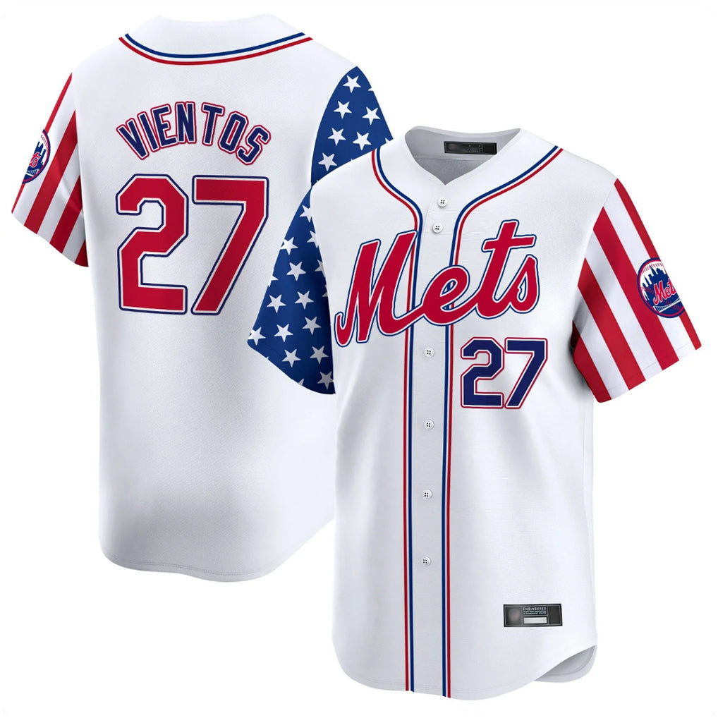 Keante NY.Mets #27 Mark Vientos Player White 2025 Independence Day Vapor Premier Limited  Stitched Jerseys