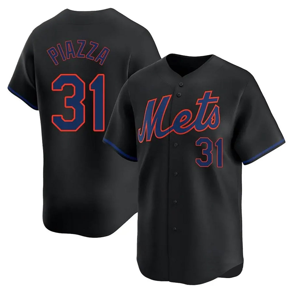 Keante NY.Mets #31 Mike Piazza Player Black Alternate Home Limited Stitched Jerseys