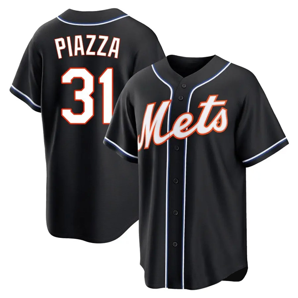 Keante NY.Mets #31 Mike Piazza Player Black Fashion Out Game Stitched Jerseys