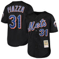 Keante NY.Mets #31 Mike Piazza Player Black Mitchell & Ness Cooperstown Collection Home Limited Stitched Jerseys