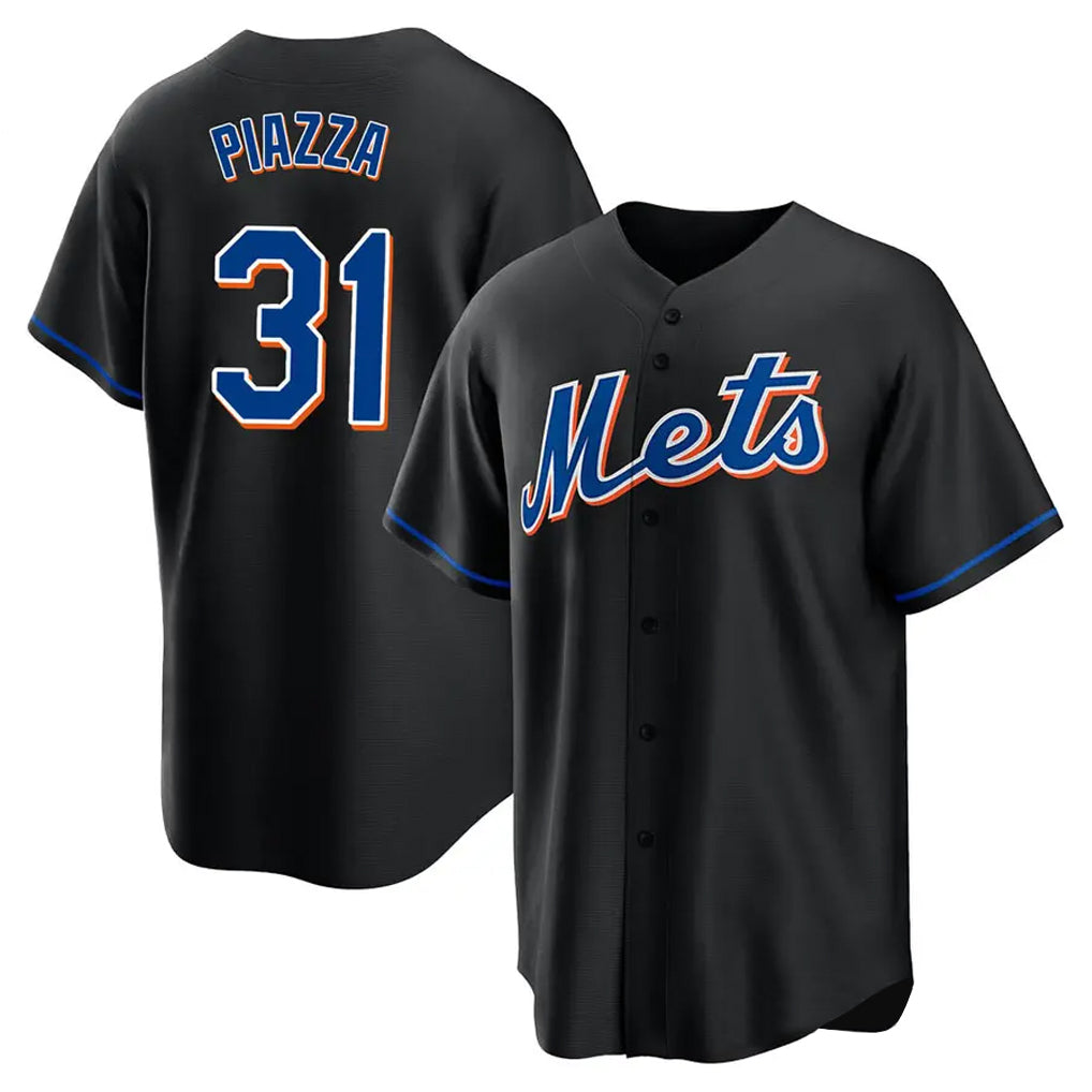 Keante NY.Mets #31 Mike Piazza Player Black Replica Home Game Stitched Jerseys