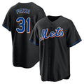 Keante NY.Mets #31 Mike Piazza Player Black Replica Home Game Stitched Jerseys