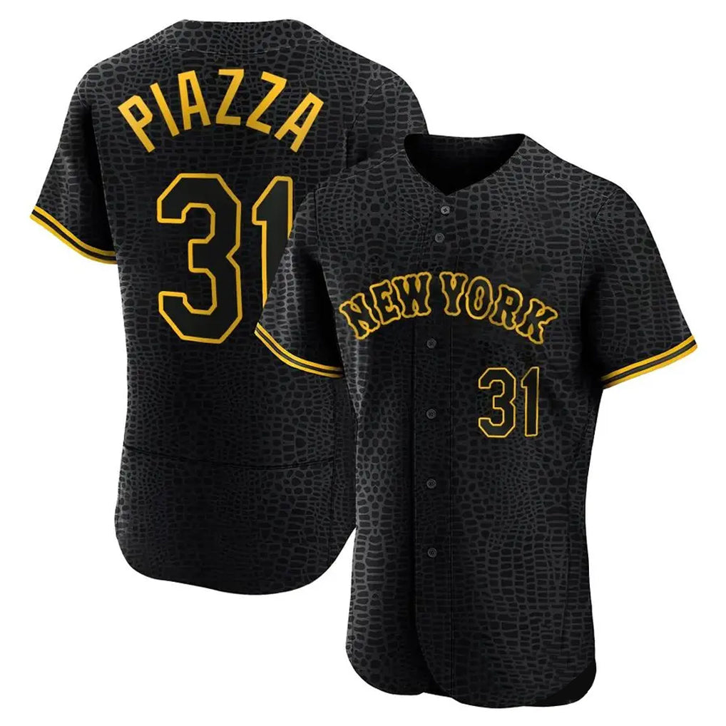 Keante NY.Mets #31 Mike Piazza Player Black Snake Skin City Home Limited Elite Stitched Jerseys