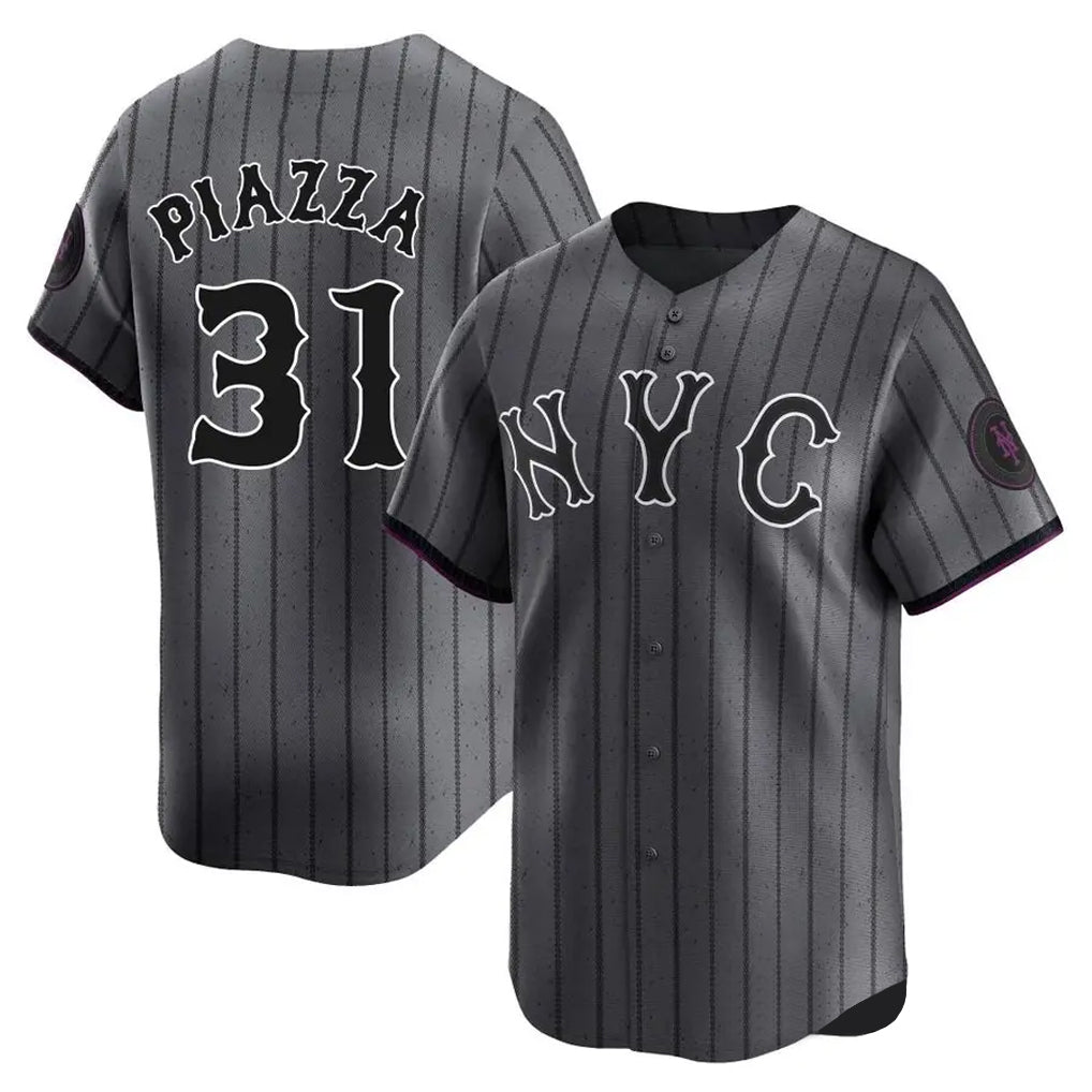 Keante NY.Mets #31 Mike Piazza Player Gray City Connect Limited Stitched Jerseys