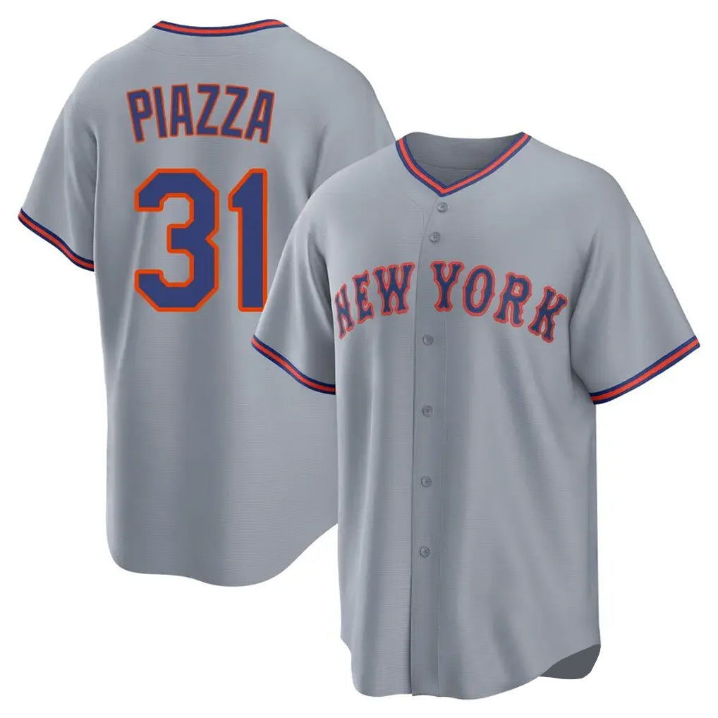 Keante NY.Mets #31 Mike Piazza Player Gray Road Home Game Stitched Jerseys