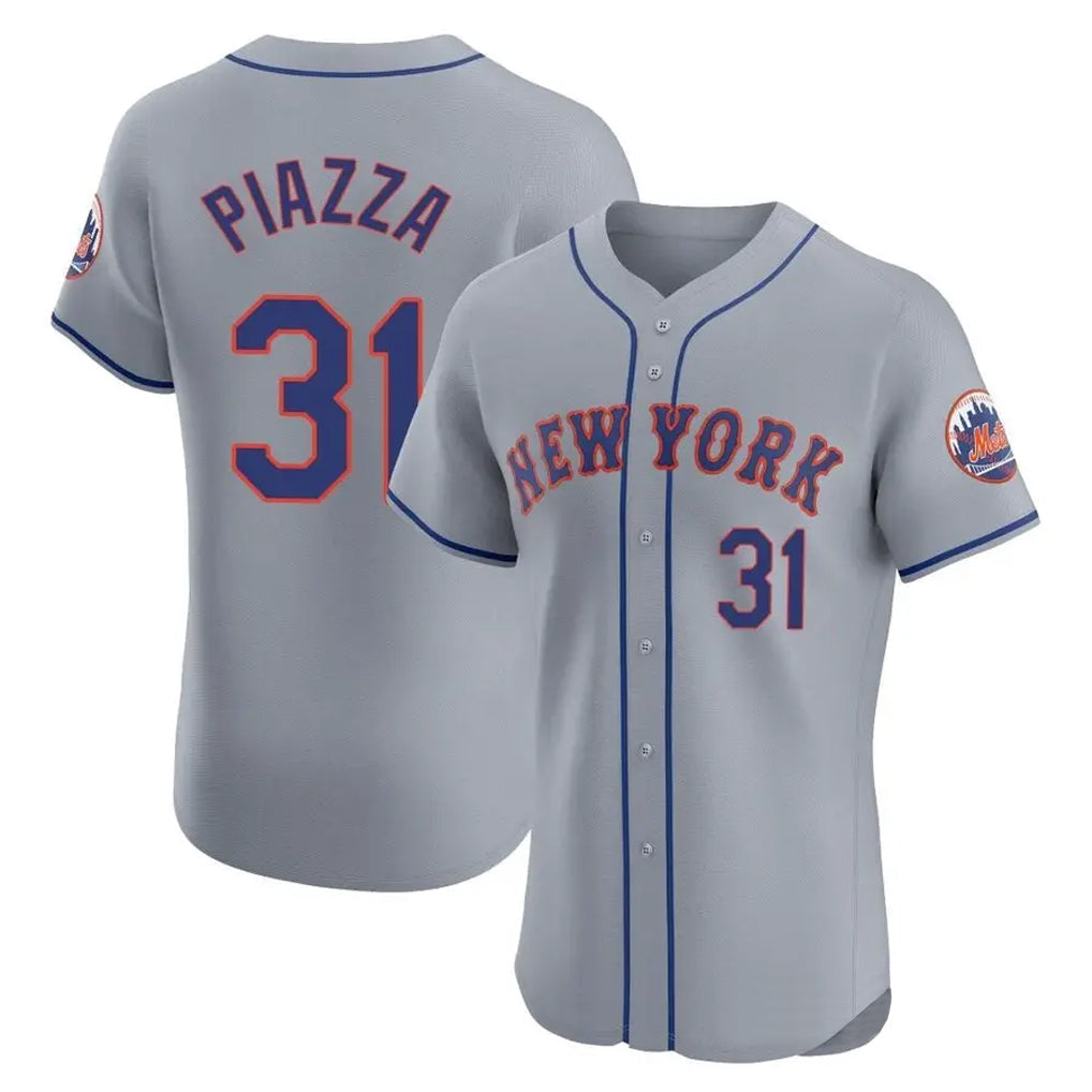 Keante NY.Mets #31 Mike Piazza Player Gray Road Limited Elite Home Stitched Jerseys