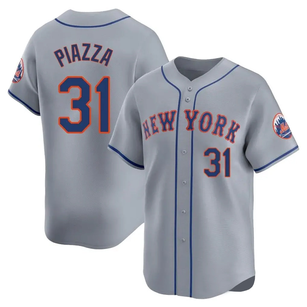 Keante NY.Mets #31 Mike Piazza Player Gray Road Limited Home Stitched Jerseys